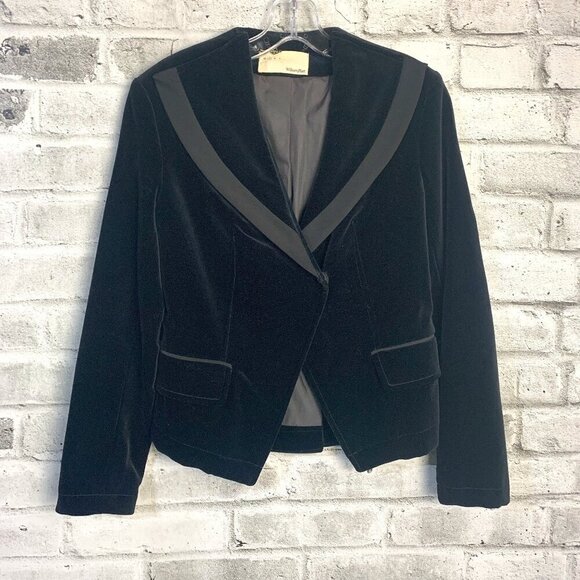 William Rast Black Velvet Fitted Structured Blazer Jacket - Picture 1 of 14
